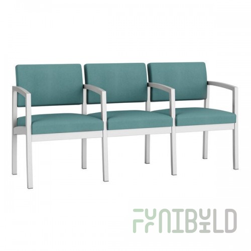 Lesro Lenox Steel Patriot Plus Sea Vinyl 3-Seat Sofa with Center Arms