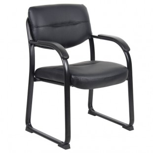 Boss B9519 Black LeatherPlus Sled Base Side Chair with Padded Arms Boss B9519 Black LeatherPlus Sled Base Side Chair with Padded Arms
