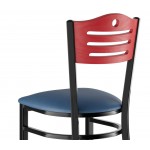 Lancaster Table & Seating Black Finish Side Chair with Navy Vinyl Seat and Mahogany Wood Back - Assembled Lancaster Table & Seating Black Finish Side Chair with Navy Vinyl Seat and Mahogany Wood Back - Assembled