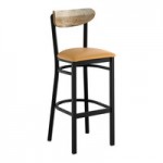 Lancaster Table & Seating Boomerang Black Finish Chair with Light Brown Vinyl Seat and Driftwood Back