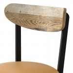 Lancaster Table & Seating Boomerang Black Finish Chair with Light Brown Vinyl Seat and Driftwood Back