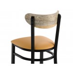 Lancaster Table & Seating Boomerang Black Finish Chair with Light Brown Vinyl Seat and Driftwood Back