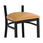 Lancaster Table & Seating Boomerang Black Finish Chair with Light Brown Vinyl Seat and Driftwood Back