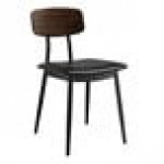 Lancaster Table & Seating Mid-Century Black Chair with Black Vinyl Padded Seat and Espresso Wood Backrest - Assembled Lancaster Table & Seating Mid-Century Black Chair with Black Vinyl Padded Seat and Espresso Wood Backrest - Assembled