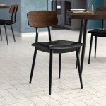 Lancaster Table & Seating Mid-Century Black Chair with Black Vinyl Padded Seat and Espresso Wood Backrest - Assembled Lancaster Table & Seating Mid-Century Black Chair with Black Vinyl Padded Seat and Espresso Wood Backrest - Assembled