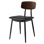 Lancaster Table & Seating Mid-Century Black Chair with Black Vinyl Padded Seat and Espresso Wood Backrest - Assembled Lancaster Table & Seating Mid-Century Black Chair with Black Vinyl Padded Seat and Espresso Wood Backrest - Assembled