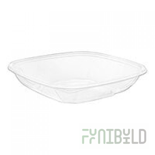 Sabert 18024B300 Bowl2 24 oz. Clear PET Square Deli / Catering Bowl - 300/Case