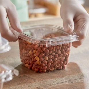 Inline Plastics Safe-T-Fresh 16 oz. Tamper-Resistant, Tamper-Evident Square Hinged Container with Flat Lid - 276/Case Inline Plastics Safe-T-Fresh 16 oz. Tamper-Resistant, Tamper-Evident Square Hinged Container with Flat Lid - 276/Case