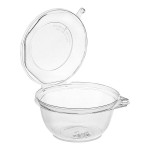 Choice TamperSafe 32 oz. Tamper-Resistant, Tamper-Evident Clear PET Plastic Bowl with Hinged Dome Lid - 150/Case