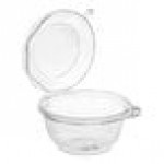 Choice TamperSafe 32 oz. Tamper-Resistant, Tamper-Evident Clear PET Plastic Bowl with Hinged Dome Lid - 150/Case