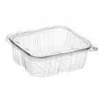 Choice TamperSafe 32 oz. Tamper-Resistant, Tamper-Evident Clear PET Plastic Bowl with Hinged Dome Lid - 150/Case