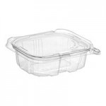 Choice TamperSafe 32 oz. Tamper-Resistant, Tamper-Evident Clear PET Plastic Bowl with Hinged Dome Lid - 150/Case
