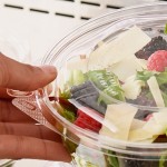 Choice TamperSafe 32 oz. Tamper-Resistant, Tamper-Evident Clear PET Plastic Bowl with Hinged Dome Lid - 150/Case