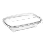 Inline Plastics Safe-T-Chef 35 oz. Tamper-Resistant, Tamper-Evident Rectangular Hinged Container with Dome Lid - 128/Case
