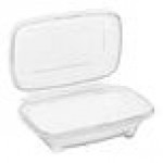 Inline Plastics Safe-T-Chef 35 oz. Tamper-Resistant, Tamper-Evident Rectangular Hinged Container with Dome Lid - 128/Case