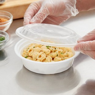 Choice 16 oz. White Round Microwavable Heavy Weight Container with Lid - 150/Case Choice 16 oz. White Round Microwavable Heavy Weight Container with Lid - 150/Case