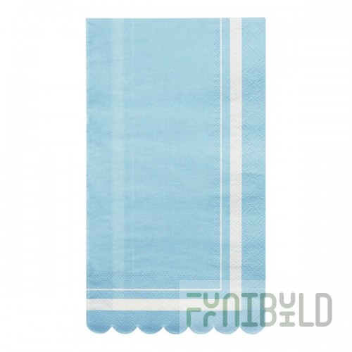 Sophistiplate Sky Blue Scalloped Edge Paper Guest Towel - 240/Case