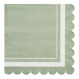 Sophistiplate Sage Scalloped Edge Paper Cocktail Napkin - 240/Case Sophistiplate Sage Scalloped Edge Paper Cocktail Napkin - 240/Case