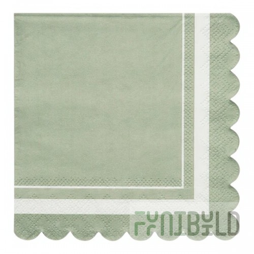 Sophistiplate Sage Scalloped Edge Paper Cocktail Napkin - 240/Case