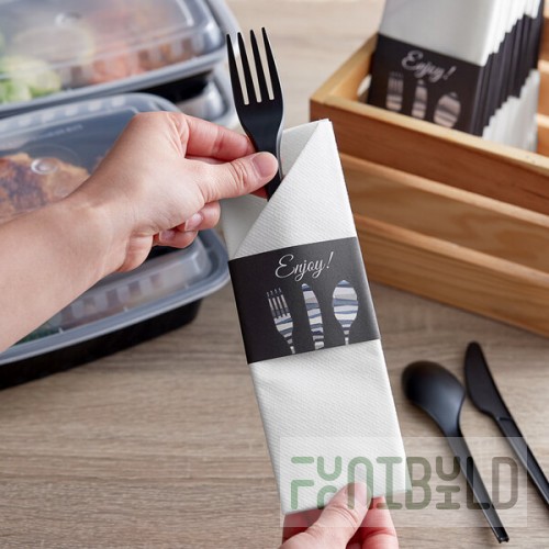 Dinex Black Enjoy Paper Napkin Sleeve with Napkin - 300/Case
