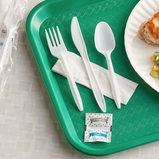 Choice White Medium Weight Wrapped Polypropylene Plastic Cutlery Pack with Napkin and Salt / Pepper Packets - 500/Case