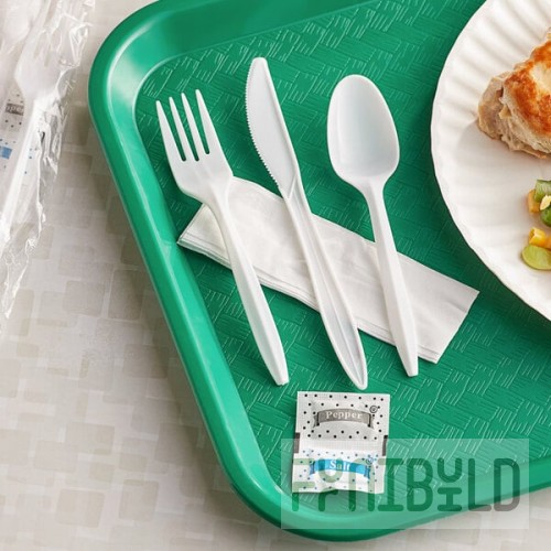 Choice White Medium Weight Wrapped Polypropylene Plastic Cutlery Pack with Napkin and Salt / Pepper Packets - 500/Case
