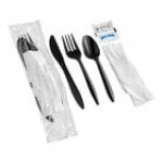 Choice White Medium Weight Wrapped Polypropylene Plastic Cutlery Pack with Napkin and Salt / Pepper Packets - 500/Case Choice White Medium Weight Wrapped Polypropylene Plastic Cutlery Pack with Napkin and Salt / Pepper Packets - 500/Case