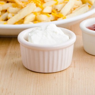Tuxton BEX-0252 2.5 oz. Eggshell Fluted China Ramekin - 48/Case
