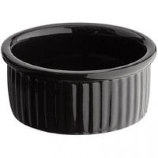 Acopa 5 oz. Glossy Black Fluted Stoneware Ramekin - 48/Case Acopa 5 oz. Glossy Black Fluted Stoneware Ramekin - 48/Case