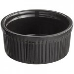 Acopa 5 oz. Glossy Black Fluted Stoneware Ramekin - 48/Case