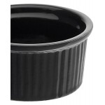 Acopa 5 oz. Glossy Black Fluted Stoneware Ramekin - 48/Case
