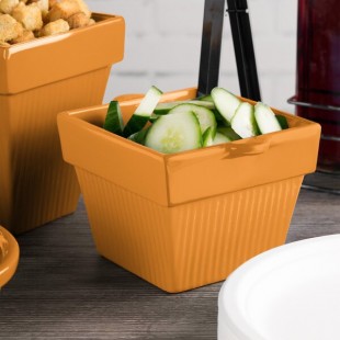 TableCraft CW1460X 1.5 Qt. Orange Cast Aluminum Square Condiment Bowl TableCraft CW1460X 1.5 Qt. Orange Cast Aluminum Square Condiment Bowl