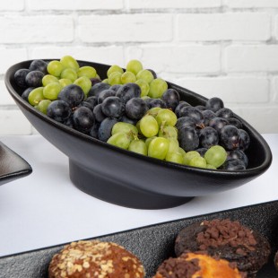 G.E.T. Enterprises BO204BB Bugambilia 1.4 Qt. Classic Textured Finish Black Resin-Coated Aluminum Deep Large Oval Sphere