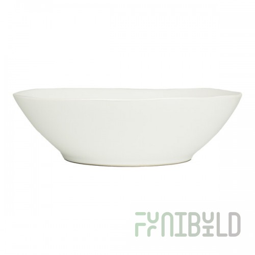 10 Strawberry Street Matte Wave 103 oz. Round White Stoneware Serving Bowl - 4/Case