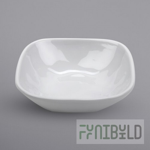 GET SB-14-AM-W Arctic Mill 14 oz. White Glazed Irregular Melamine Square Bowl - 24/Case