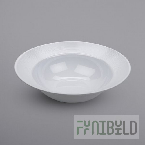 GET B-352-MN-W Minski 11 Qt. White Glazed Textured Rim Melamine Bowl - 3/Case