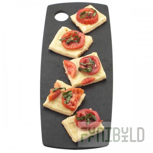 Cal-Mil 1531-612-13 Black Round Edge Rectangular Flat Bread Serving Board - 12