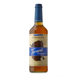 Torani Puremade Sugar-Free Chocolate Flavoring Syrup 750 mL Glass Bottle - 4/Case
