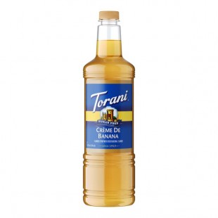 Torani Sugar-Free Creme de Banana Flavoring / Fruit Syrup Plastic Bottle 1 Liter - 6/Case