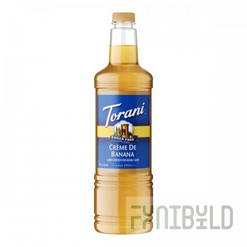 Torani Sugar-Free Creme de Banana Flavoring / Fruit Syrup Plastic Bottle 1 Liter - 6/Case
