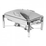 Eastern Tabletop 3964PLRZ Crown 4 Qt. Square Bronze Coated Stainless Steel Induction Chafer with Pillar'd Legs and Hinged Dome Cover Eastern Tabletop 3964PLRZ Crown 4 Qt. Square Bronze Coated Stainless Steel Induction Chafer with Pillar'd Legs and Hinged Dome Cover