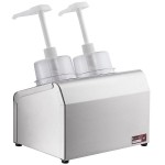 Steril-Sil 30 oz. 2-Compartment Stainless Steel Condiment Dispenser Kit with White Cylinders and Dome Top Pump Lids