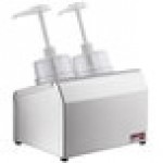 Steril-Sil 30 oz. 2-Compartment Stainless Steel Condiment Dispenser Kit with White Cylinders and Dome Top Pump Lids