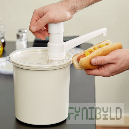 Cambro 1.7 Qt. White Insulated ColdFest Condiment Dispenser Kit with Fixed Nozzle Pump and Cover