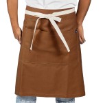 Uncommon Chef 3117 Walnut Customizable 100% Cotton Canvas Moxie Waist Apron with Natural Webbing and 3 Pockets - 24