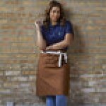 Uncommon Chef 3117 Walnut Customizable 100% Cotton Canvas Moxie Waist Apron with Natural Webbing and 3 Pockets - 24