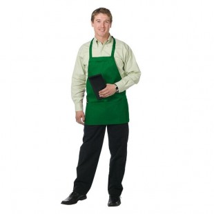 Chef Revival Kelly Green Poly-Cotton Customizable Bib Apron with 3 Pockets - 28