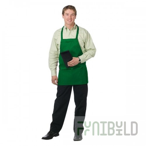 Chef Revival Kelly Green Poly-Cotton Customizable Bib Apron with 3 Pockets - 28