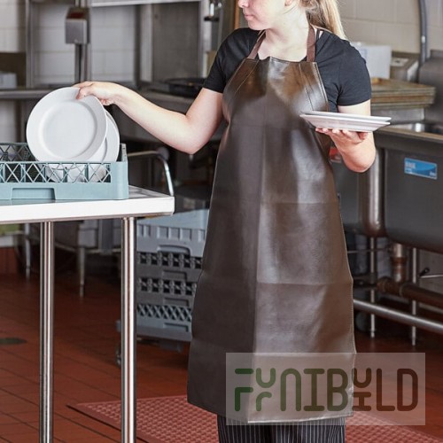 San Jamar 604VBA37-BR Brown 25 Mil Adjustable Vinyl Dishwasher Apron - 37