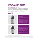 Service Ideas Eco-Air® Slim 2.5 Liter Stainless Steel Lined Airpot with Push Button SECA25S